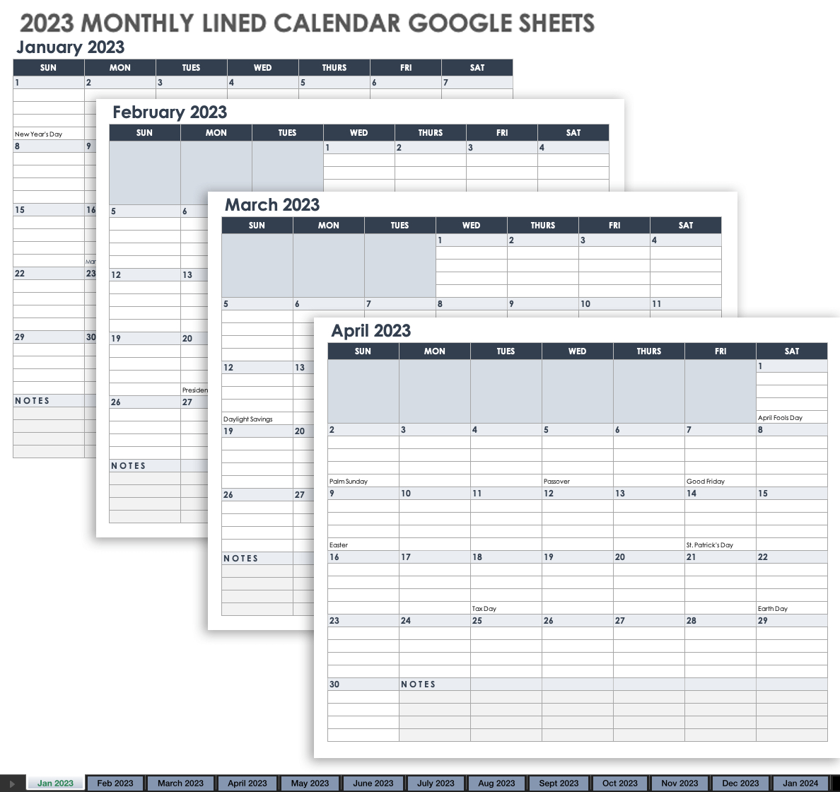 Free Google Sheets Monthly Calendar Templates | Smartsheet | 2024 Printable Calendar One Page with Holidays Printable Free