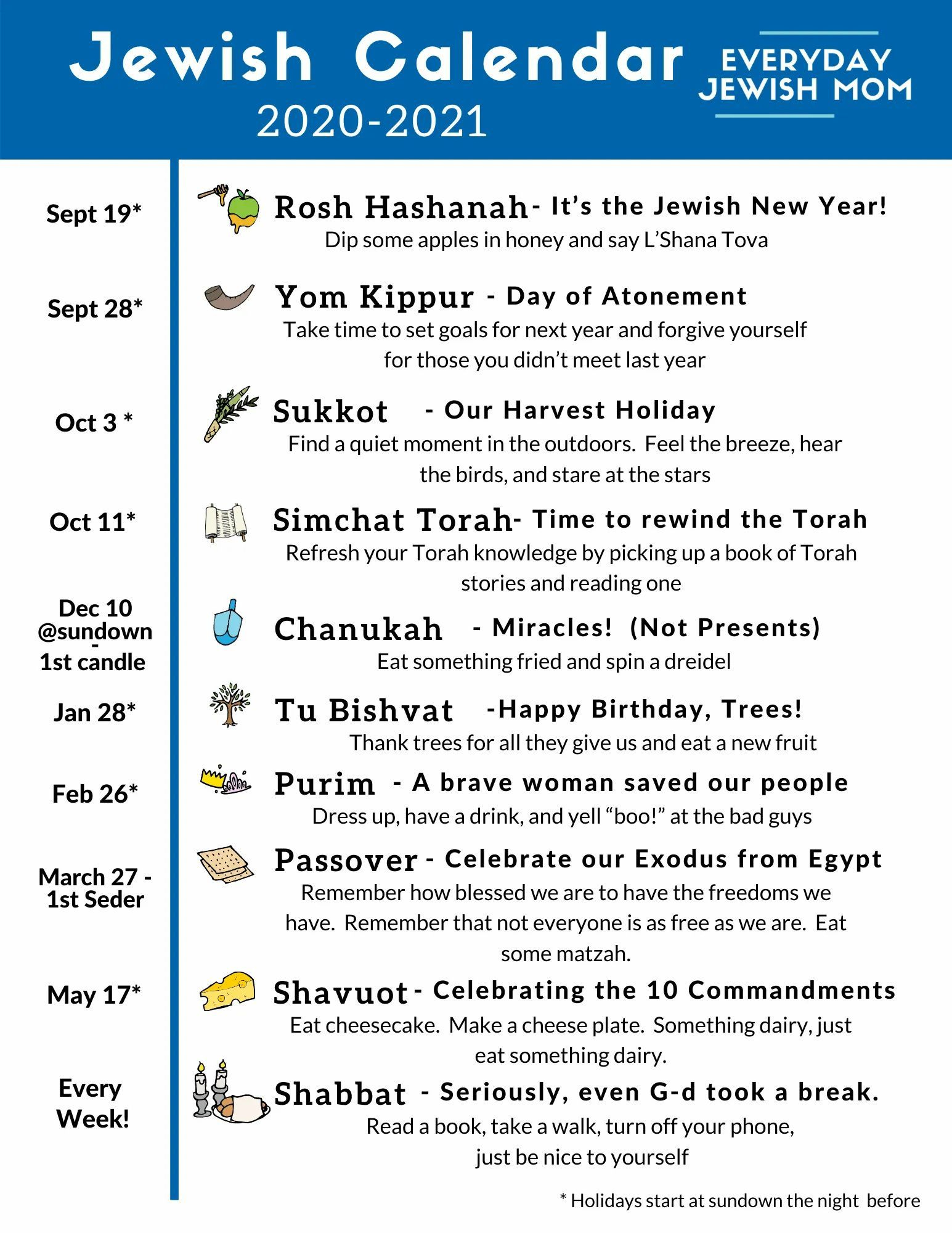 Free Jewish Holiday Calendar 2023-2024 - Printable And Digital | Printable Jewish Calendar 2023 2024