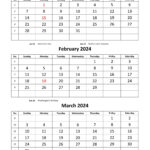 Free Monthly Calendar 2024, 3 Months Per Page (Vertical) | Free | 3 Month Printable Calendar 2024