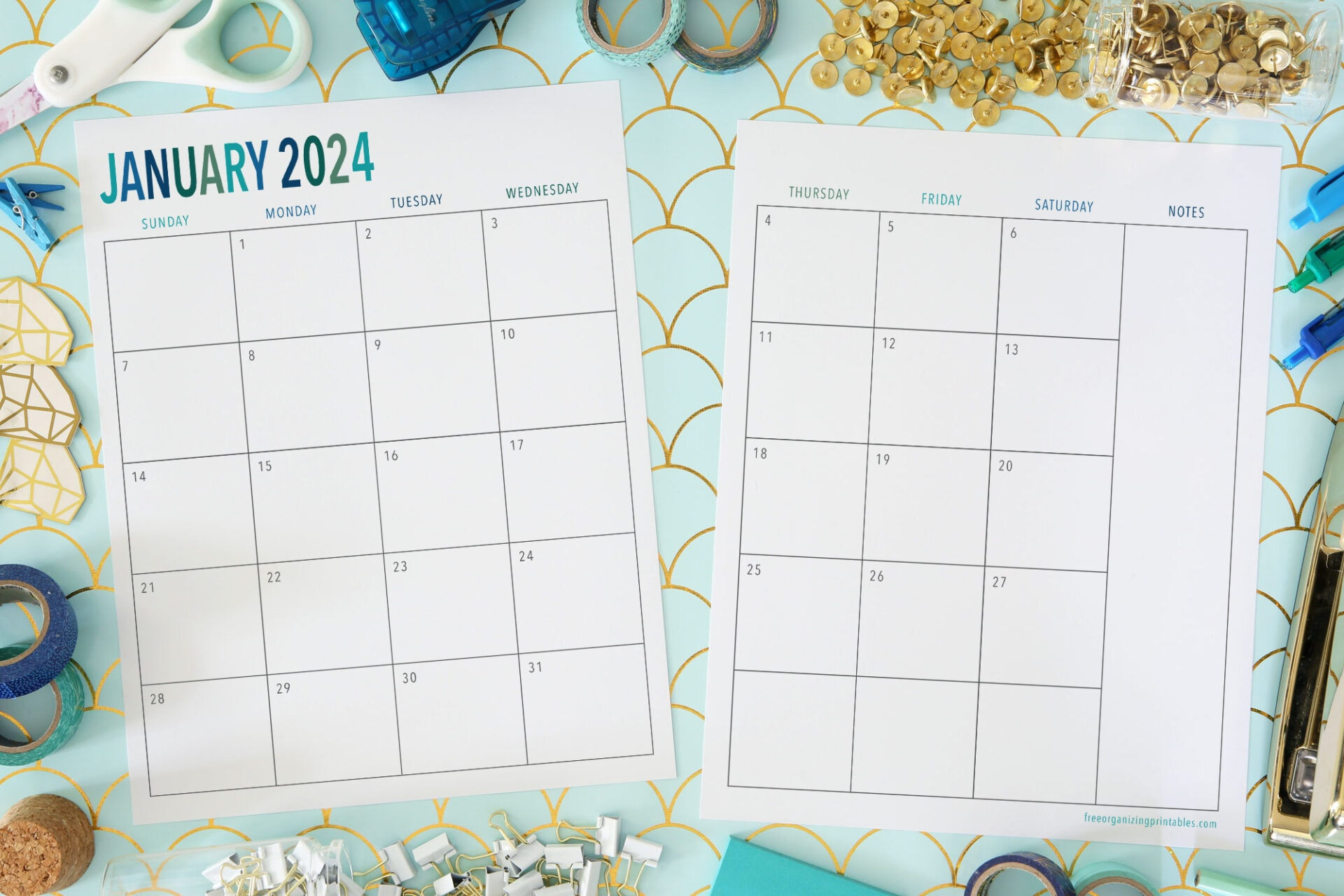 Free Printable 2 Page Blank Monthly Calendar 2024 | 2024 Printable Monthly Calendar Pages