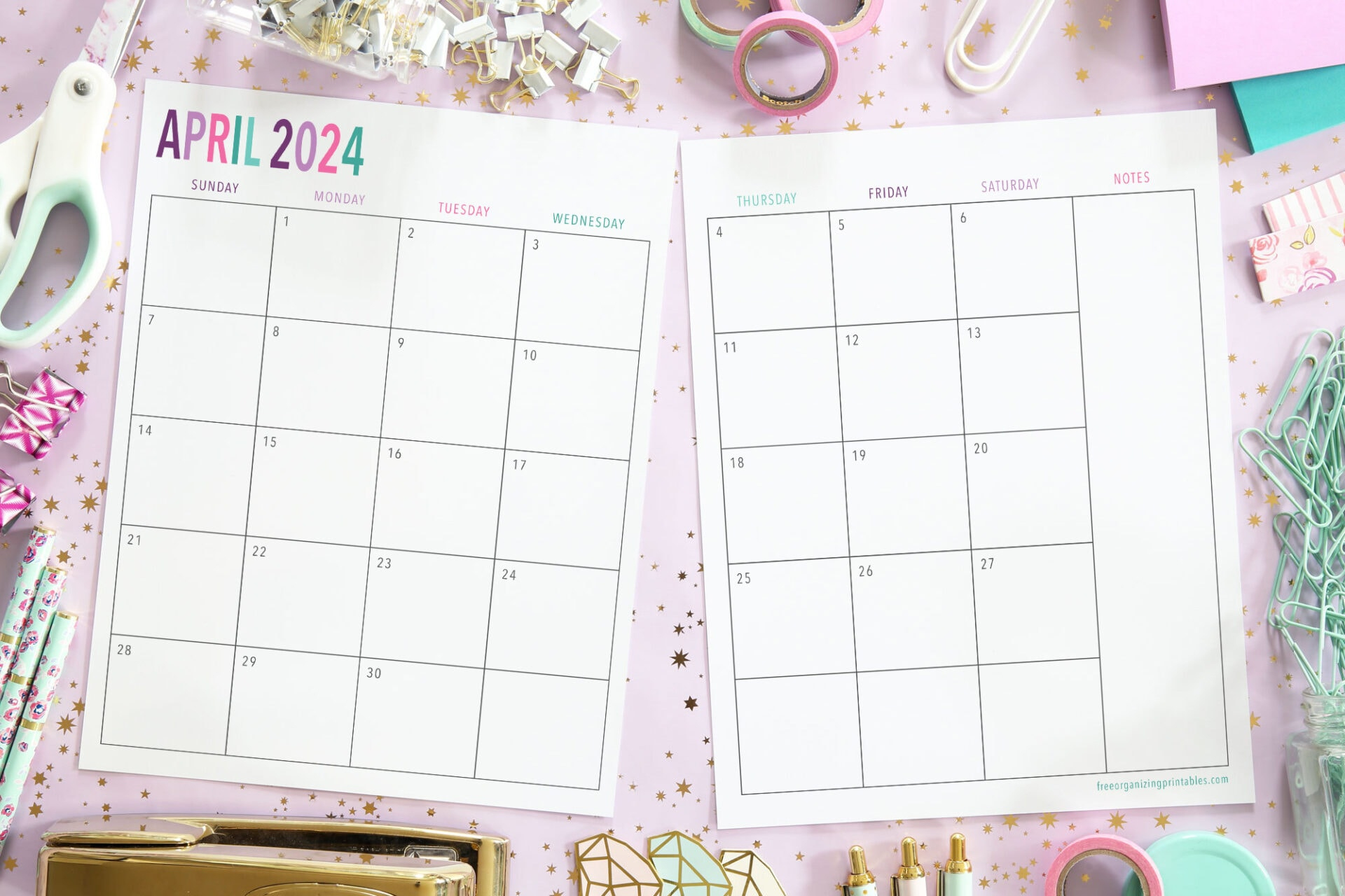 Free Printable 2 Page Blank Monthly Calendar 2024 |  Calendar 2024