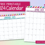 Free Printable 2024 Calendar — Krafty Planner | 2024 Monthly Calendar Printable Free