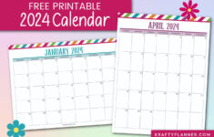 Free Printable 2024 Calendar — Krafty Planner | Free Printable Calendar For 2024