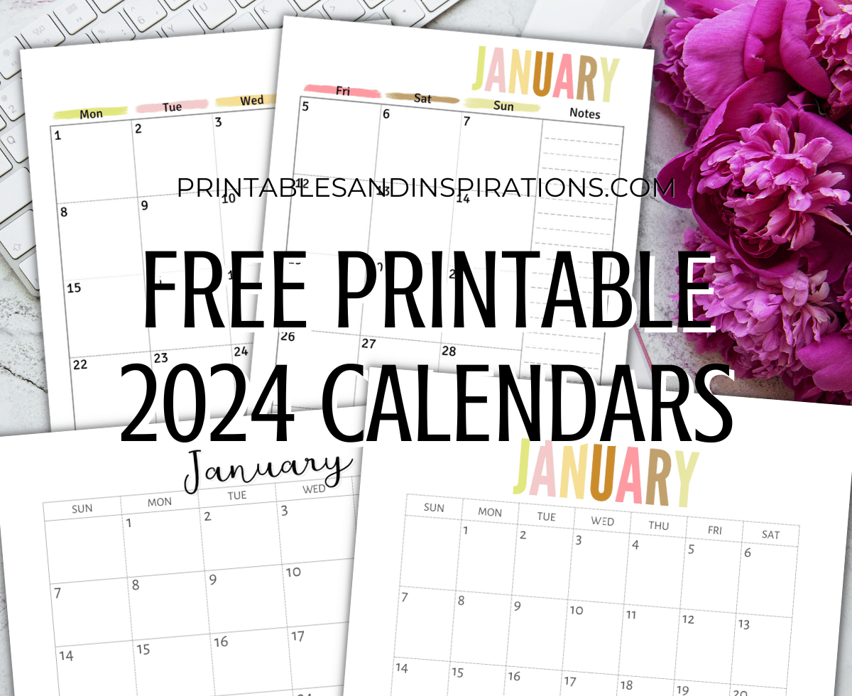 Free Printable 2024 Calendar Printable Pdf - Printables And | 2023 and 2024 Monthly Calendar Printable Free