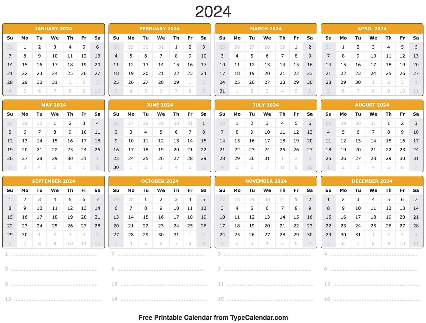 Free Printable 2024 Calendar Templates |Helena Orstem | Medium |  Calendar 2024