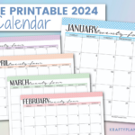 Free Printable 2024 Calendars (Color) — Krafty Planner | 2024 Calendar Planner Free Printable