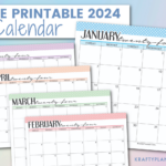 Free Printable 2024 Calendars (Color) — Krafty Planner |  Calendar 2024
