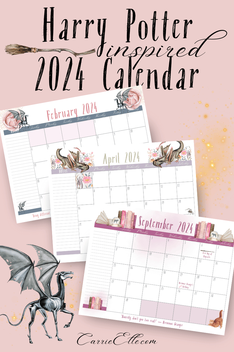 Free Printable 2024 Wizard Magic Harry Potter-Inspired Calendar | Hp Printable Calendar 2024