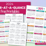 Free Printable 2024 Year At A Glance Calendar — Krafty Planner |  Calendar 2024