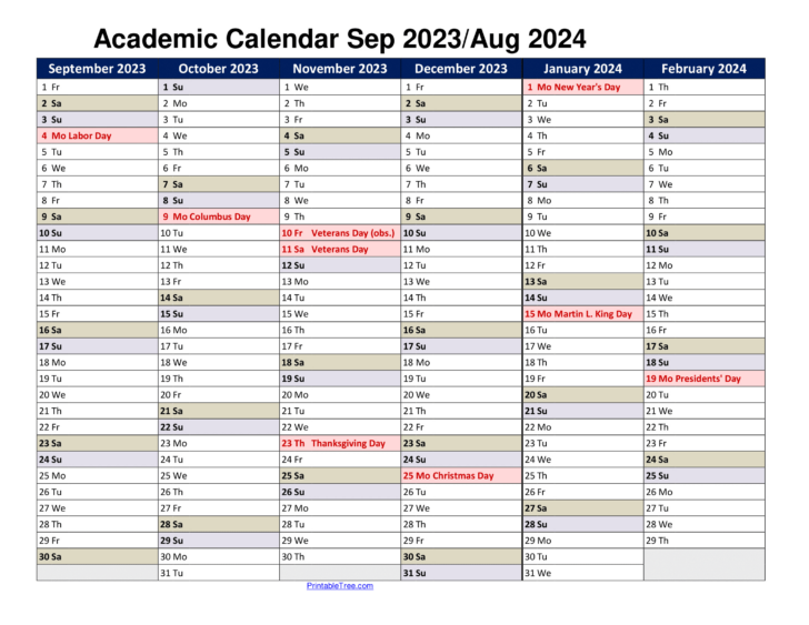 2023 and 2024 Printable School Calendar | Calendar 2024