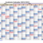 Free Printable Academic Calendar 2023 To 2024 Templates | Printable Calendar September 2023 To August 2024