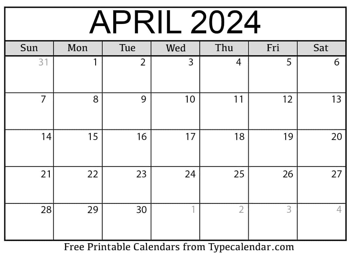 April 2024 Calendar Printable | Calendar 2024 | Printable Calendar 2024