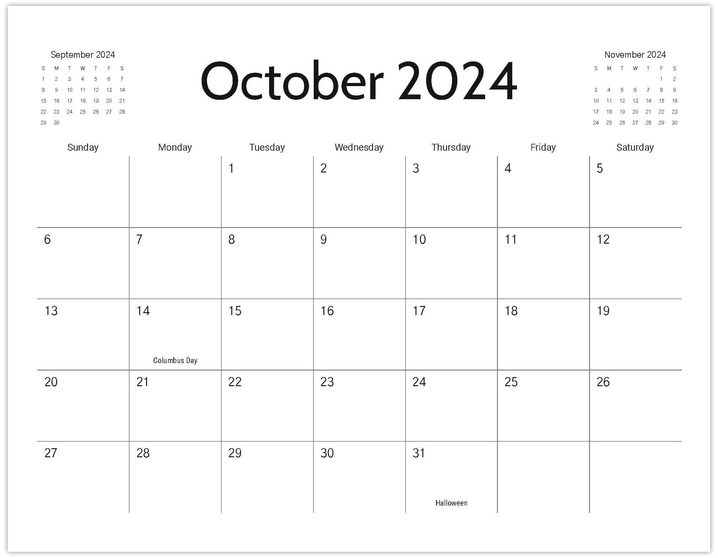 Free Printable Calendar 2024 | 2024 Monthly Calendar Printable Word