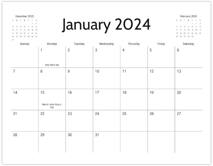 Printable Monthly 2024 Calendar | Calendar 2024