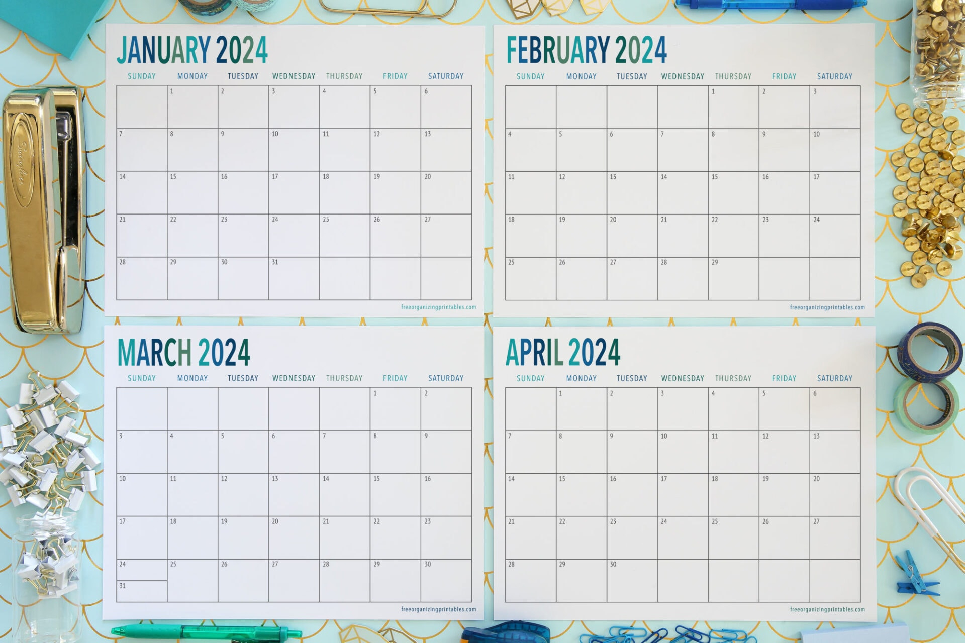Free Printable Calendar 2024 | Free Organizing Printables | 2024 Blank Printable Calendar