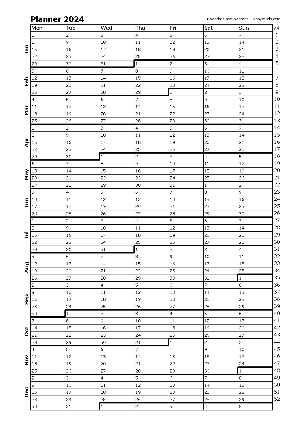Free Printable Calendars And Planners 2024, 2025 And 2026 | Printable 2024 Planning Calendar