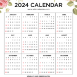 Free Printable Floral Calendar 2024   Wiki Calendar | 2024 Floral Calendar Printable