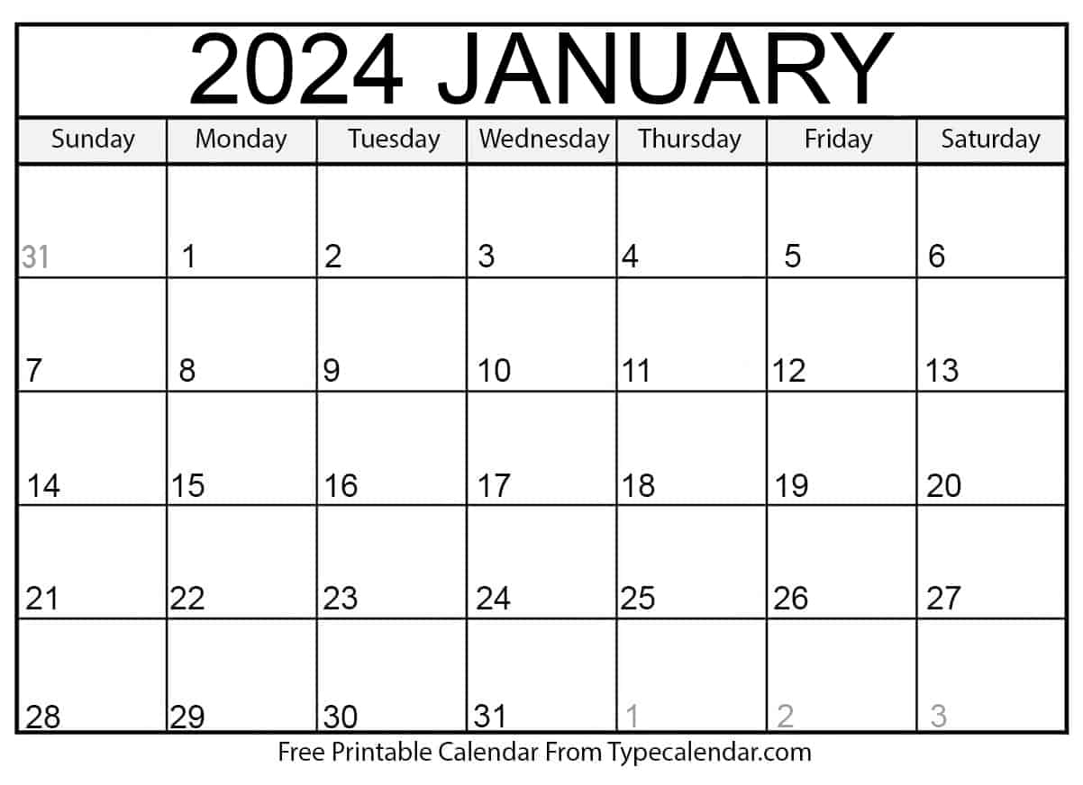 Free Printable January 2024 Calendar - Download |  Calendar 2024