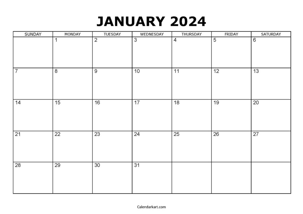 Printable January 2024 Calendar 