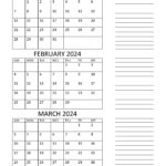 Free Printable January To March 2024 Calendar   Calendarkart | 3 Month Calendar Printable 2024