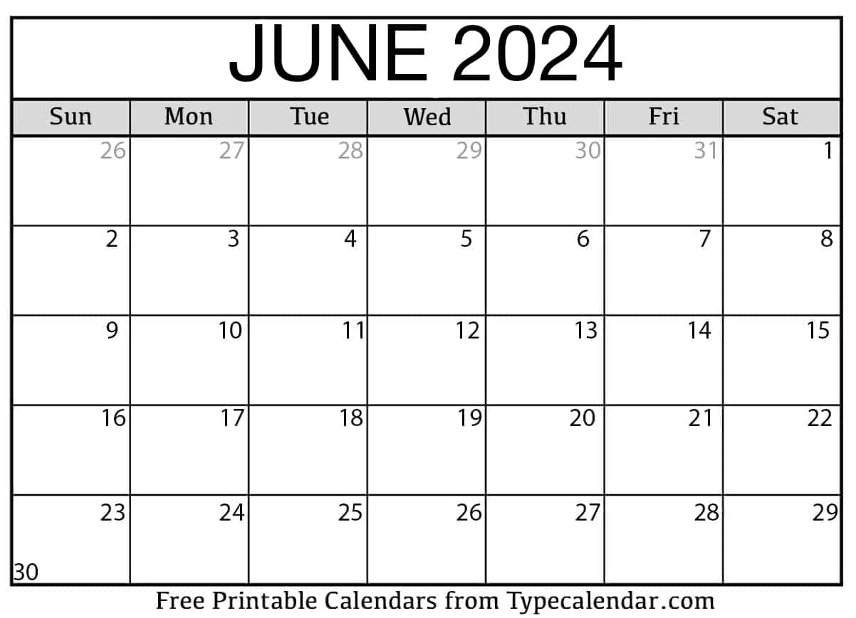 Free Printable June 2024 Calendars - Download | Calendar June 2024 Printable