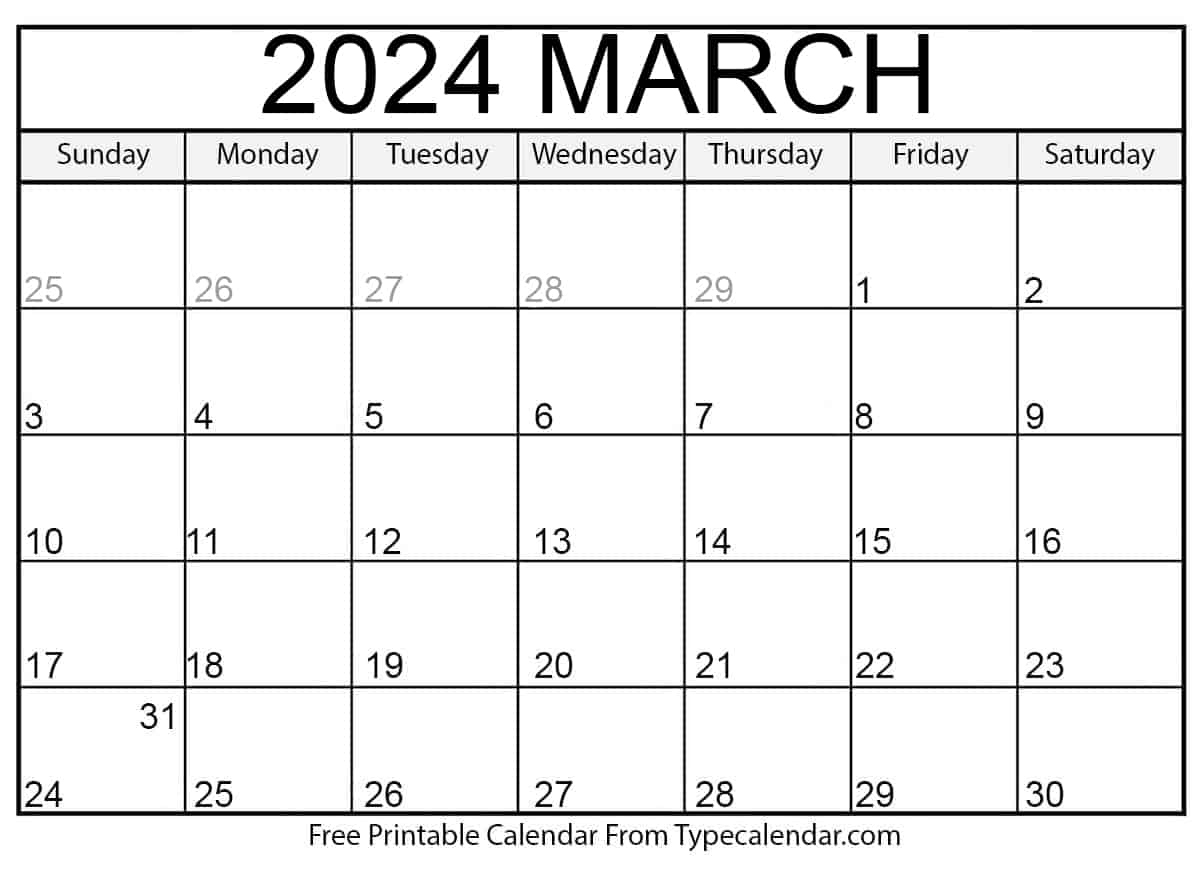 Free Printable March 2024 Calendars - Download | Printable March 2024 Calendar With Holidays