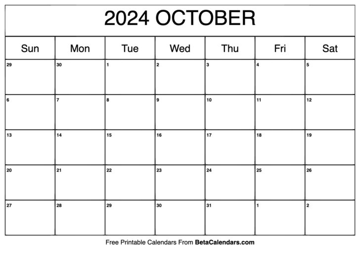 October 2024 Calendar Printable | Calendar 2024