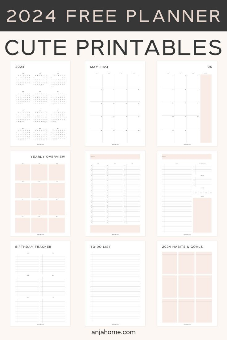 Free Printable Planner 2024 Pdf - Anjahome In 2023 | Study Planner | 2024 Calendar Planner Free Printable