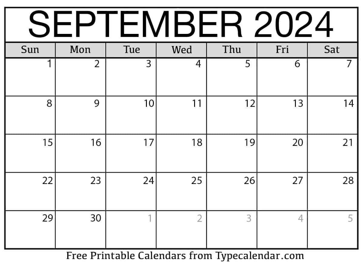 Free Printable September 2024 Calendars - Download | September 2024 Calendar Printable Free