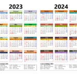 Free Printable Two Year Calendar Templates For 2023 And 2024 In Pdf | 2023 And 2024 Calendar With Holidays Printable