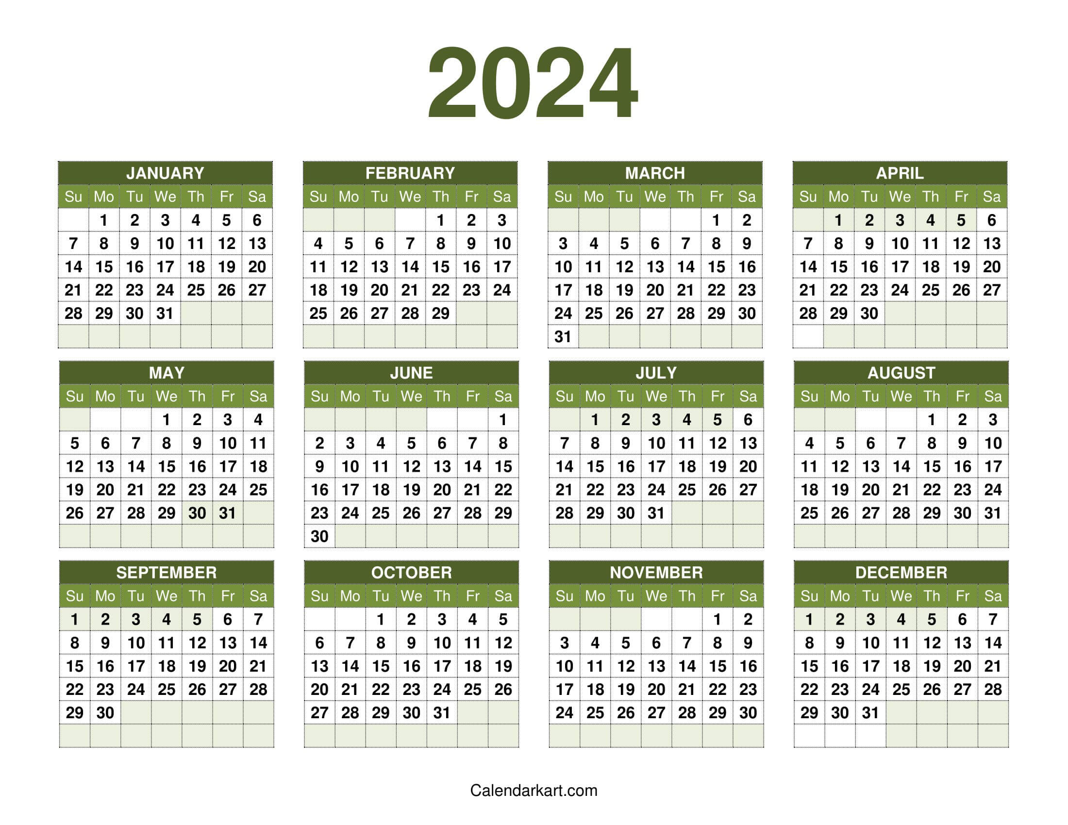 Free Printable Year At A Glance Calendar 2023-2024 - Calendarkart | 2024 at a Glance Calendar Printable