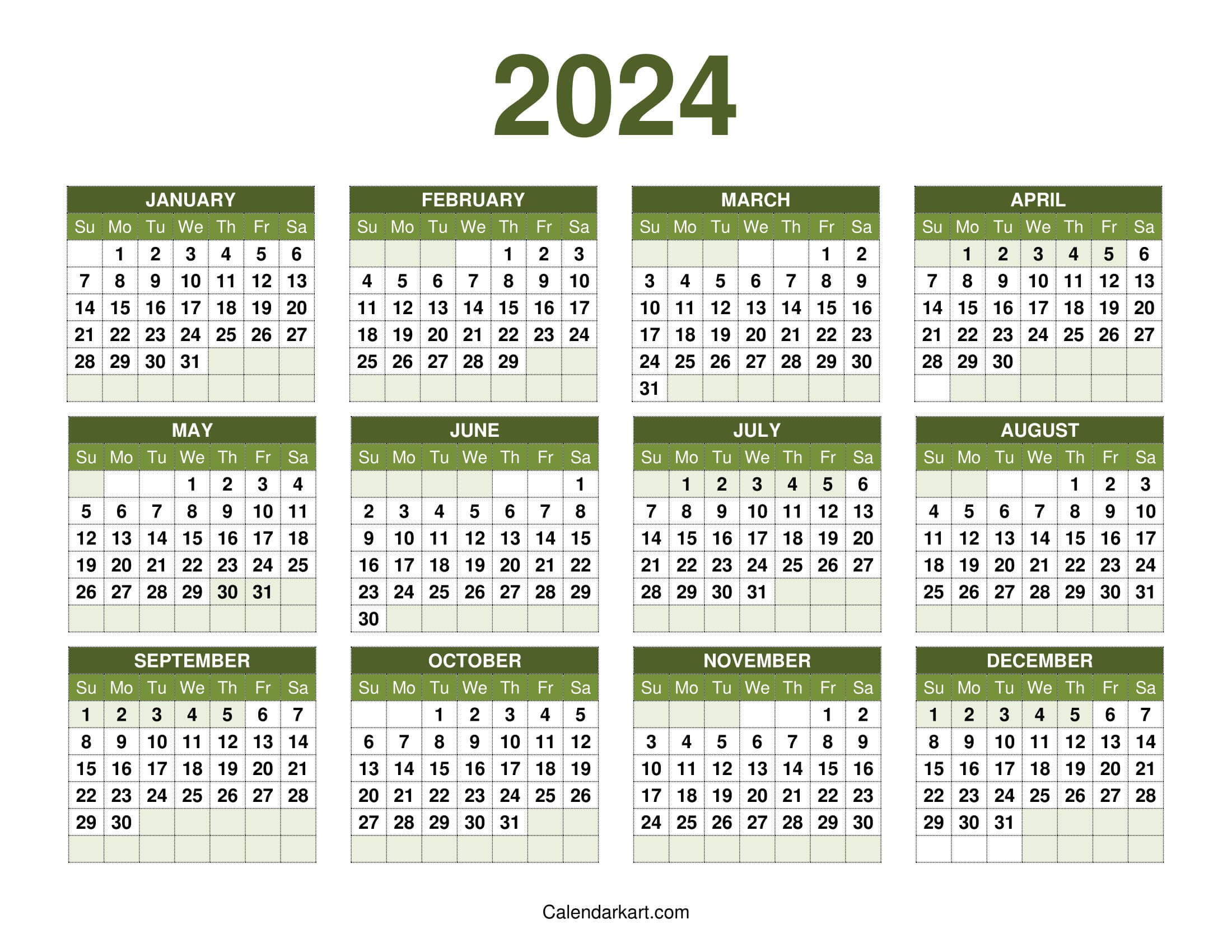 Free Printable Year At A Glance Calendar 2023-2024 - Calendarkart |  Calendar 2024