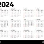 Horizontal Pocket Calendar On 2024 Year. Vector Template Calendar |  Calendar 2024