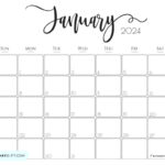 January 2024 Calendar   20 Cute & Free Printables | Saturdaygift | Calendar Printable January 2024