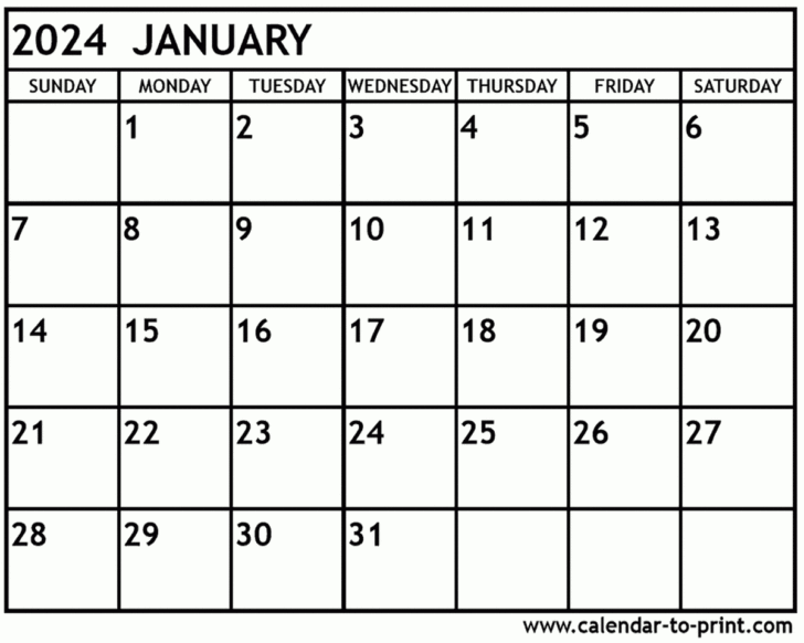 2024 January Printable Calendar | Calendar 2024