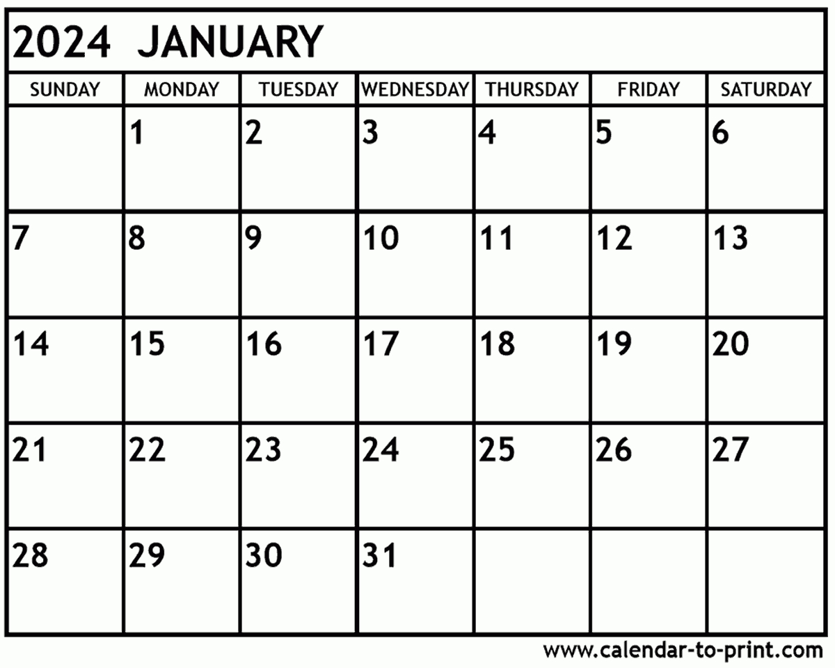 January 2024 Calendar Printable | Calendar 2024