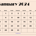 January 2024 Calendar Printable Pdf Template With Holidays |  Calendar 2024