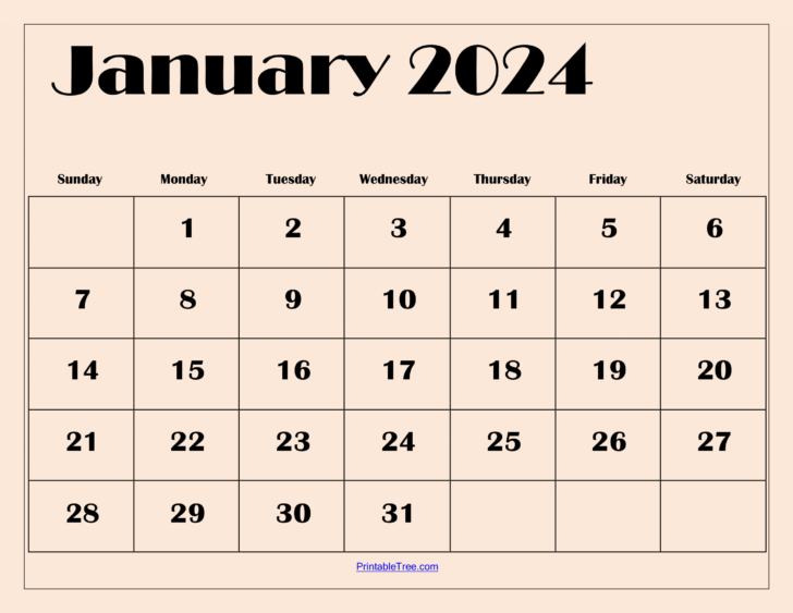 January 2024 Calendar Printable PDF | Calendar 2024