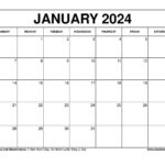 January 2024 Calendar Printable Template With Holidays | Printable Calendar For January 2024