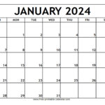 January 2024 Printable Calendar   Free Printable Calendar | Blank January 2024 Calendar Printable