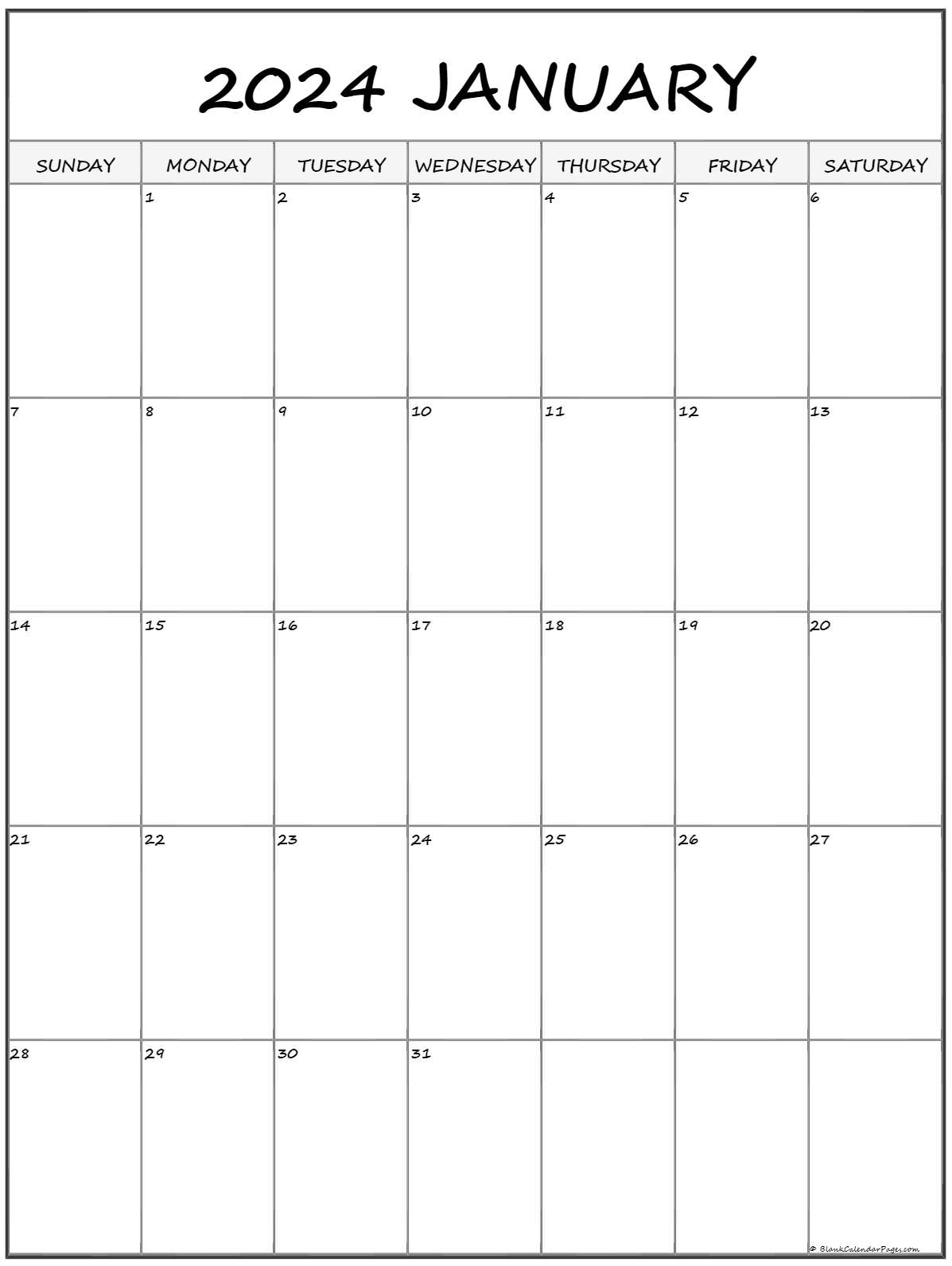 January 2024 Vertical Calendar | Portrait | Free Printable Calendar 2024 Portrait