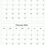 January To February 2024 Printable Calendar | Two Months Per Page |  Calendar 2024