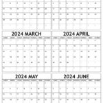 January To June 2024 Calendar Templates   Six Months | 6 Month Calendar 2024 Printable