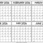 January To June 2024 Calendar Templates   Six Months |  Calendar 2024