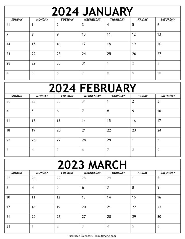 3 Month Printable Calendar 2024 | Calendar 2024