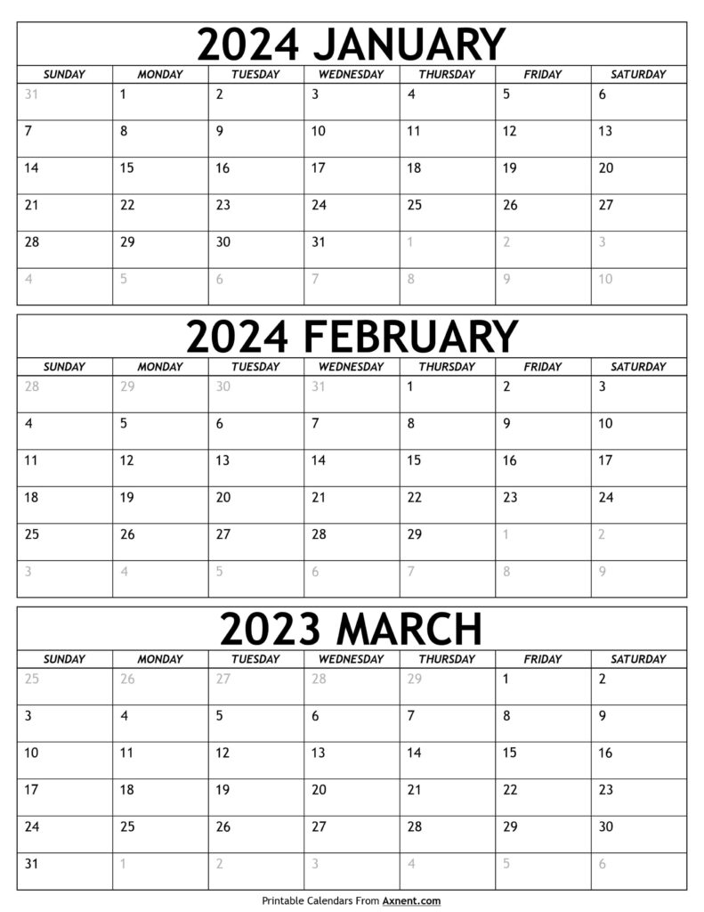 3 Month Printable Calendar 2024 | Calendar 2024 | Printable Calendar 2024