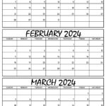 January To March Calendar 2024 Templates   Three Months | January February March 2024 Calendar Printable