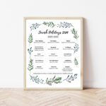 Jewish Holiday Calendar Leafy Border Art Print For 5784   Etsy | 2024 Calendar With Jewish Holidays Printable