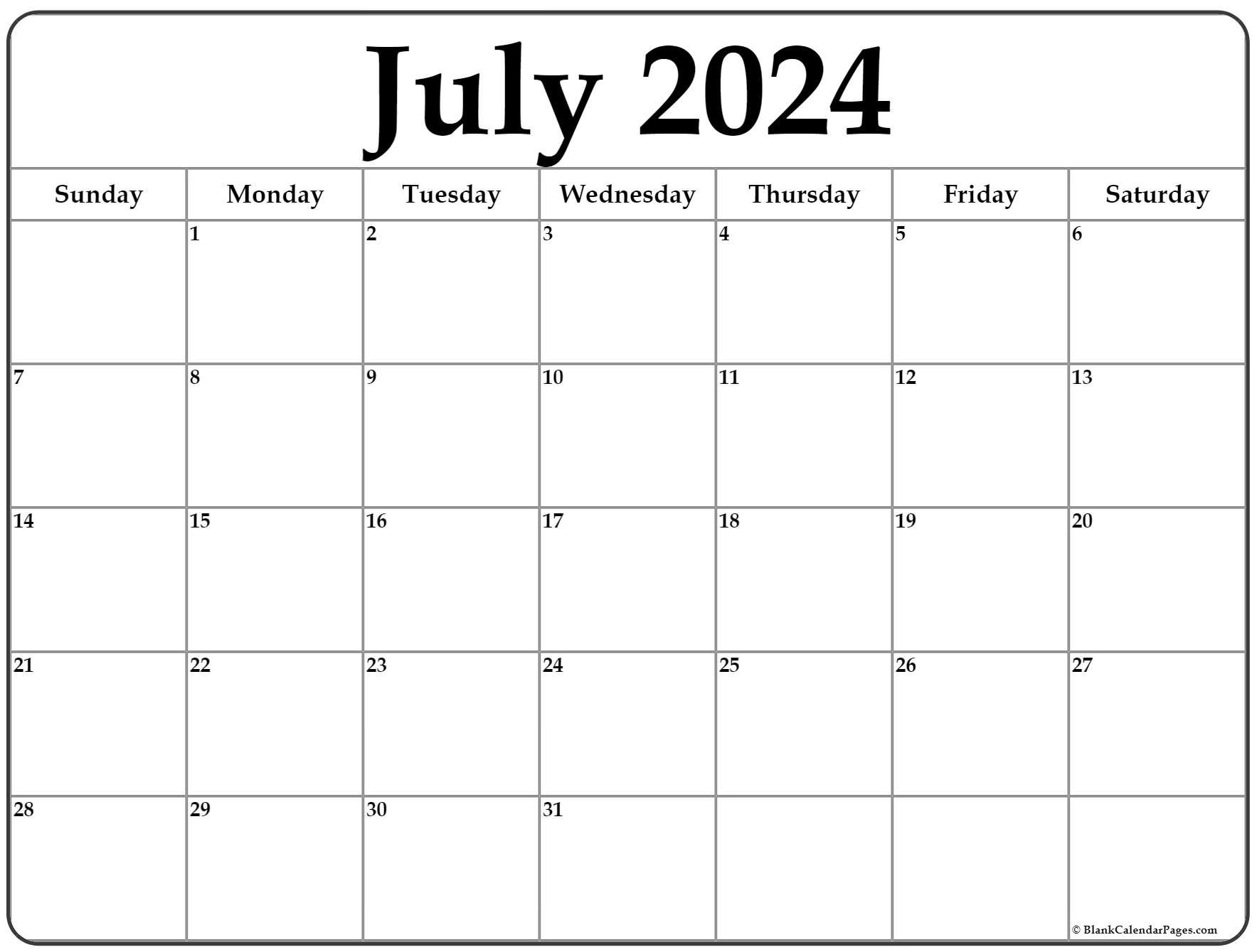 July 2024 Calendar | Free Printable Calendar |  Calendar 2024