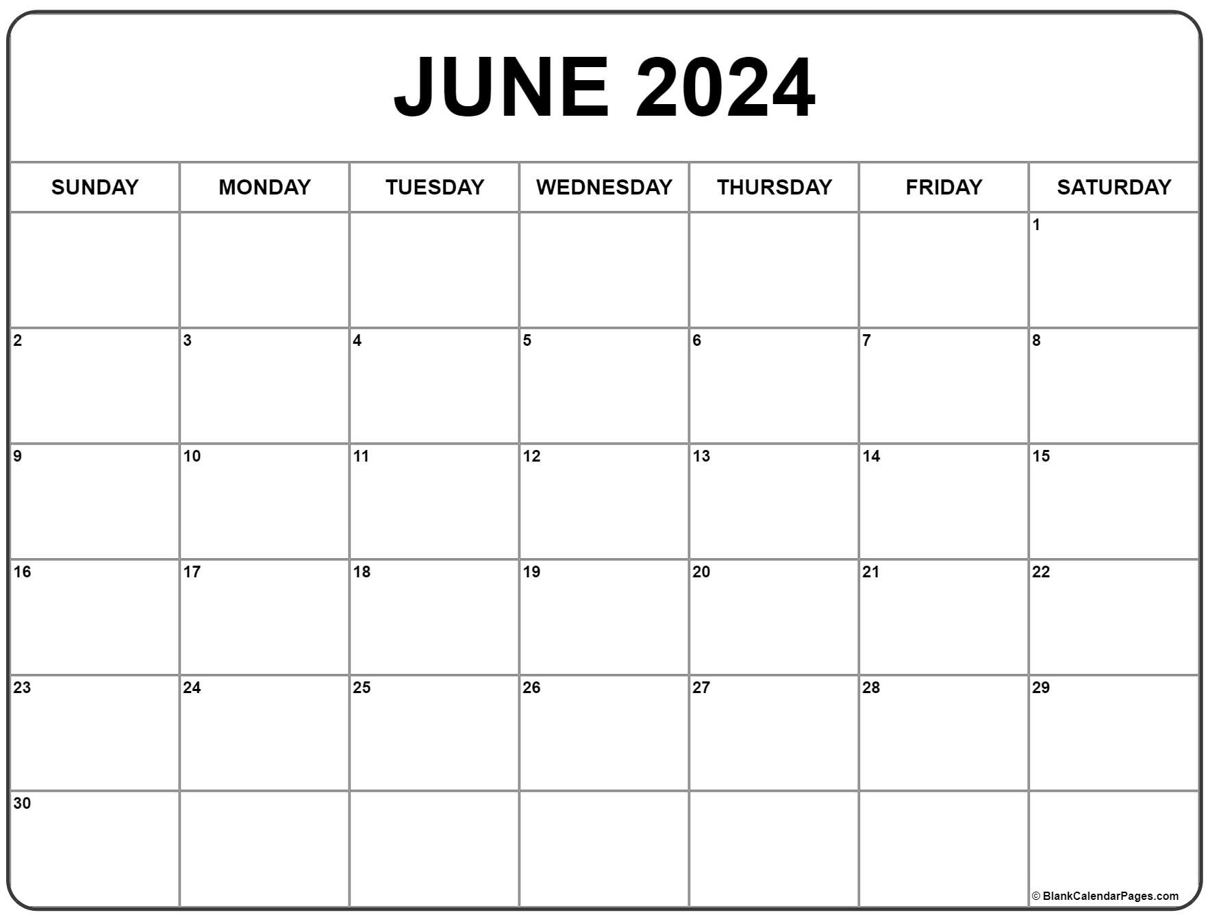 June 2024 Calendar | Free Printable Calendar | Calendar June 2024 Printable